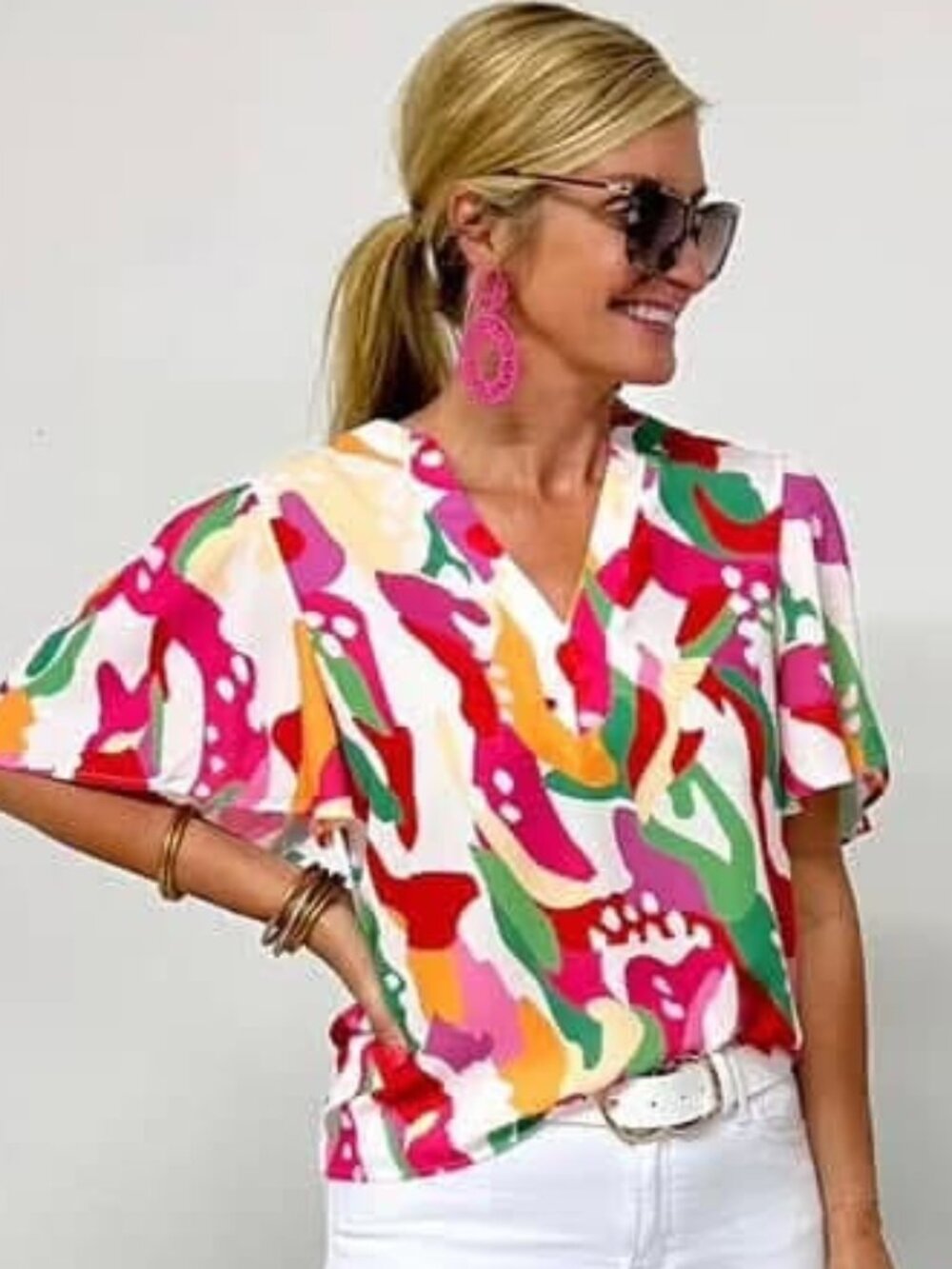 NEW Flying Tomato Multicolor Print Blouse - size large